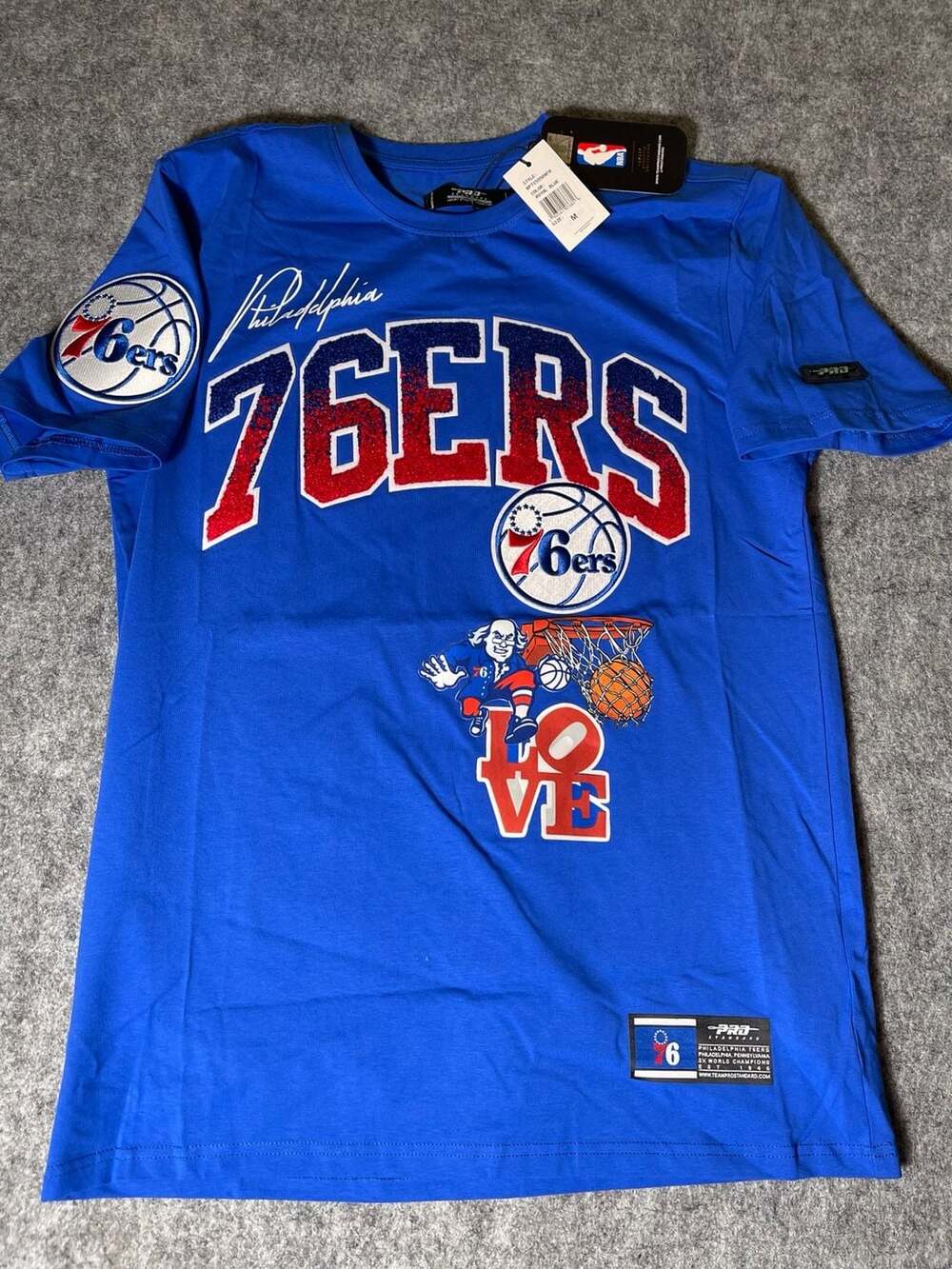 Men's Pro Standard Royal Philadelphia 76ers Hometown Chenille T-Shirt